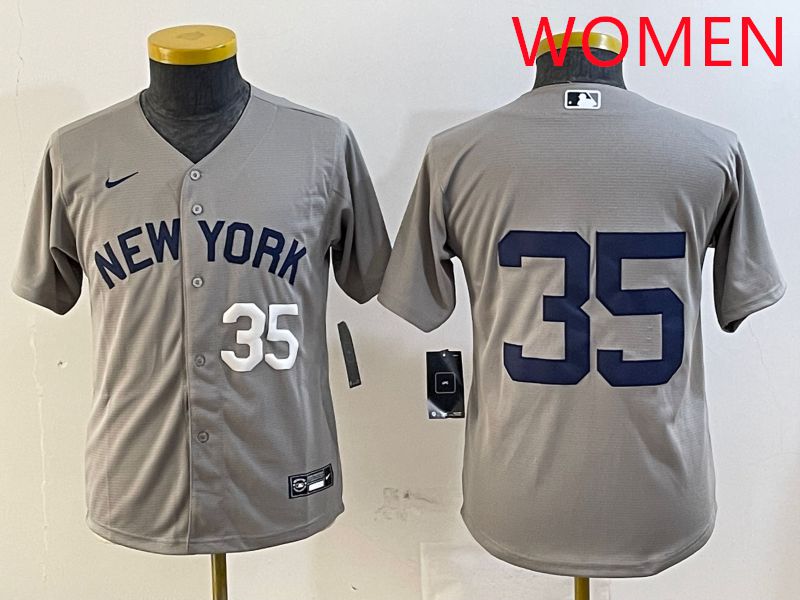 Women New York Yankees #35 No Name Grey Game 2025 Nike MLB Jersey style 3